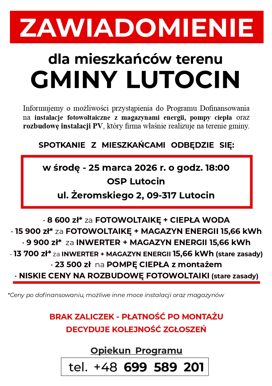 Ogłoszenie Lutocin